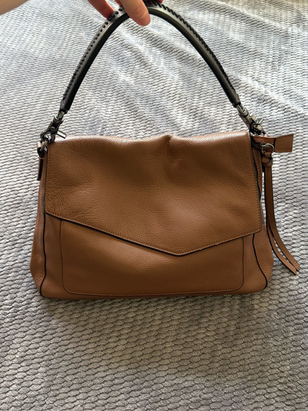 Botkier Brown Leather Shoulder Bag with Black Handle Trim